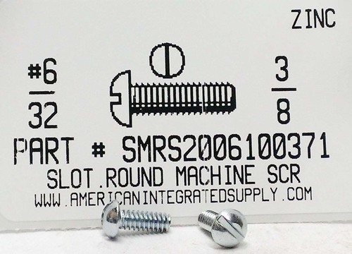 #6-32X3/8 ROUND HEAD SLOTTED MACHINE SCREW STEEL ZINC PLATED