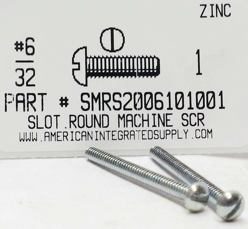 #6-32X1 ROUND HEAD SLOTTED MACHINE SCREW STEEL ZINC PLATED