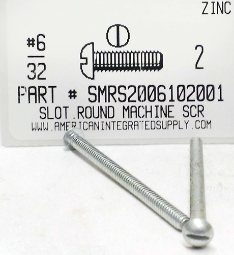 #6-32X2 ROUND HEAD SLOTTED MACHINE SCREW STEEL ZINC PLATED