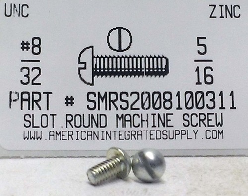 #8-32X5/16 ROUND HEAD SLOTTED MACHINE SCREW STEEL ZINC PLATED