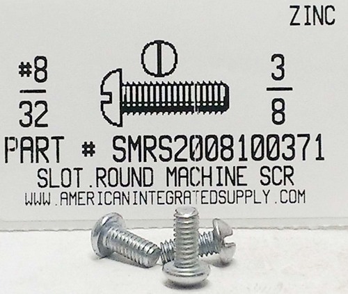#8-32X3/8 ROUND HEAD SLOTTED MACHINE SCREW STEEL ZINC PLATED