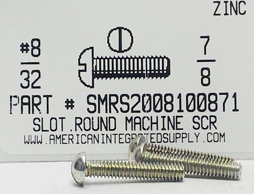 #8-32X7/8 ROUND HEAD SLOTTED MACHINE SCREW STEEL ZINC PLATED