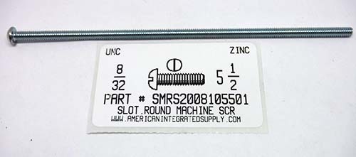 #8-32X5-1/2 ROUND HEAD SLOTTED MACHINE SCREW STEEL ZINC PLATED