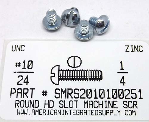 #10-24X1/4 ROUND HEAD SLOTTED MACHINE SCREW STEEL ZINC PLATED