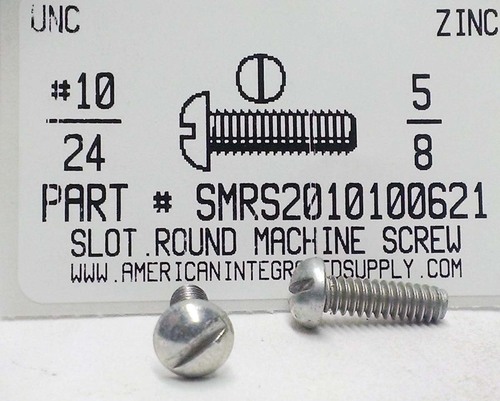 #10-24X5/8 ROUND HEAD SLOTTED MACHINE SCREW STEEL ZINC PLATED
