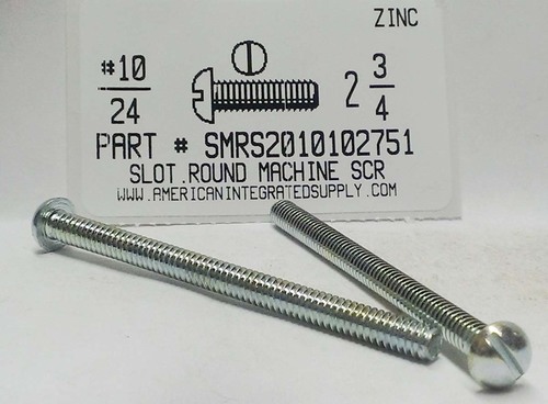 #10-24X2-3/4 ROUND HEAD SLOTTED MACHINE SCREW STEEL ZINC PLATED (DISCONTINUED)