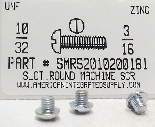 #10-32X3/16 ROUND HEAD SLOTTED MACHINE SCREW STEEL ZINC PLATED