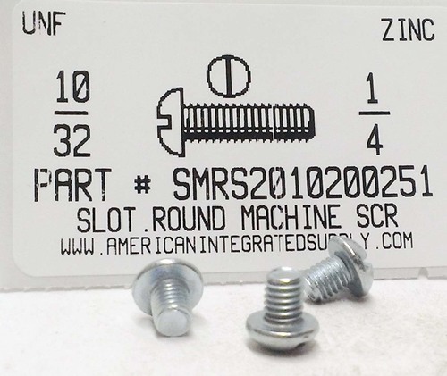 #10-32X1/4 ROUND HEAD SLOTTED MACHINE SCREW STEEL ZINC PLATED