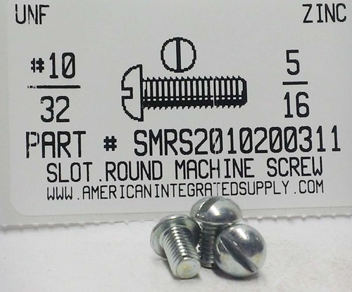 #10-32X5/16 ROUND HEAD SLOTTED MACHINE SCREW STEEL ZINC PLATED