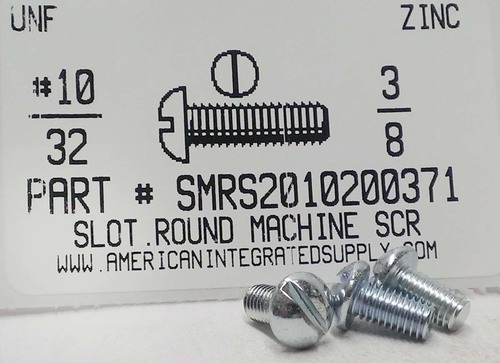 #10-32X3/8 ROUND HEAD SLOTTED MACHINE SCREW STEEL ZINC PLATED