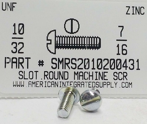 #10-32X7/16 ROUND HEAD SLOT MACHINE SCREW STEEL ZINC PLATED