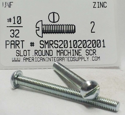 #10-32X2 ROUND HEAD SLOTTED MACHINE SCREW STEEL ZINC PLATED