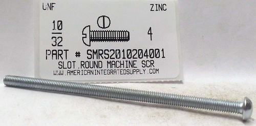 #10-32X4 ROUND HEAD SLOTTED MACHINE SCREW STEEL ZINC PLATED