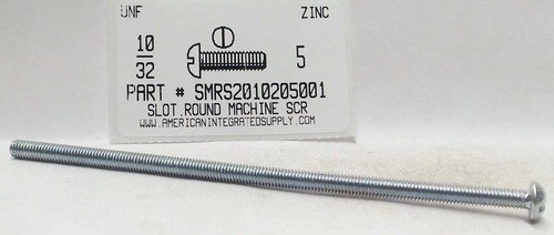 #10-32X5 ROUND HEAD SLOTTED MACHINE SCREW STEEL ZINC PLATED