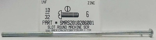 #10-32X6 ROUND HEAD SLOTTED MACHINE SCREW STEEL ZINC PLATED