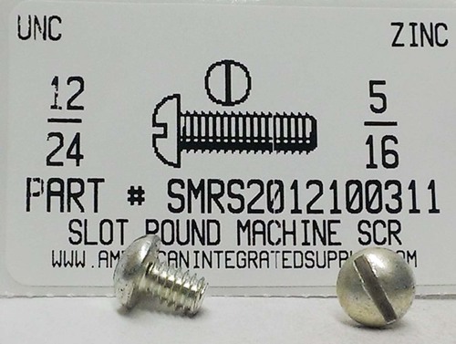 #12-24X5/16 ROUND HEAD SLOTTED MACHINE SCREW STEEL ZINC PLATED