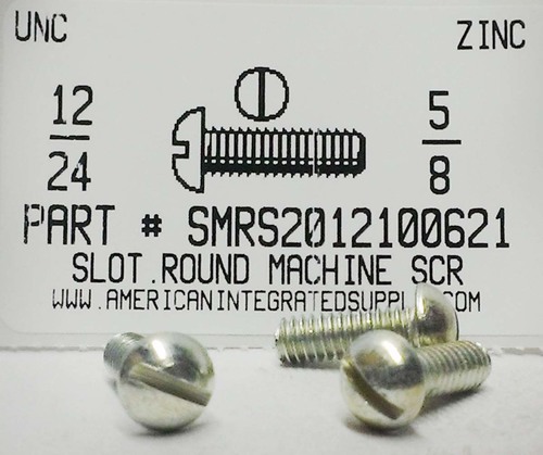 #12-24X5/8 ROUND HEAD SLOTTED MACHINE SCREW STEEL ZINC PLATED
