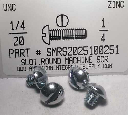1/4-20X1/4 ROUND HEAD SLOTTED MACHINE SCREW STEEL ZINC PLATED