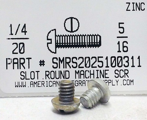 1/4-20X5/16 ROUND HEAD SLOTTED MACHINE SCREW STEEL ZINC PLATED