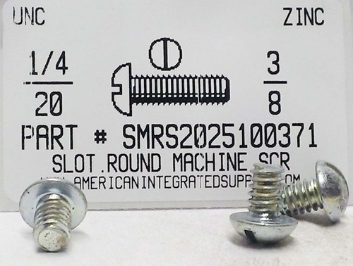 1/4-20X3/8 ROUND HEAD SLOTTED MACHINE SCREW STEEL ZINC PLATED