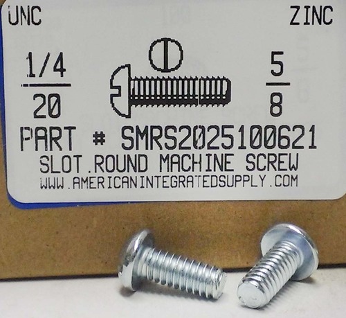 1/4-20X5/8 ROUND HEAD SLOTTED MACHINE SCREW STEEL ZINC PLATED