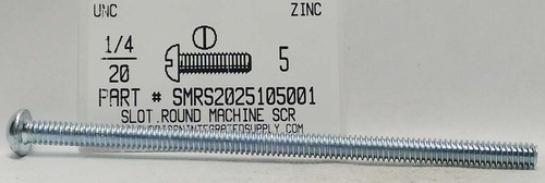 1/4-20X5 ROUND HEAD SLOTTED MACHINE SCREW STEEL ZINC PLATED