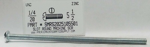 1/4-20X5-1/2 ROUND HEAD SLOTTED MACHINE SCREW STEEL ZINC PLATED