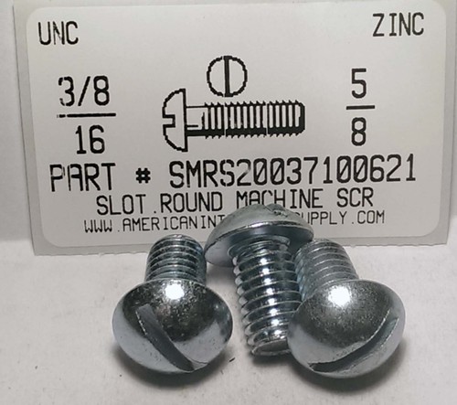 3/8-16X5/8 ROUND HEAD SLOTTED MACHINE SCREW STEEL ZINC PLATED