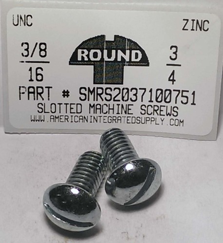 3/8-16X3/4 ROUND HEAD SLOTTED MACHINE SCREW STEEL ZINC PLATED