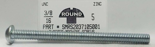 3/8-16X5 ROUND HEAD SLOTTED MACHINE SCREW STEEL ZINC PLATED