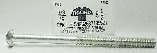 3/8-16X5-1/2 ROUND HEAD SLOTTED MACHINE SCREW STEEL ZINC PLATED