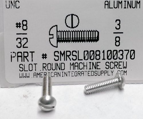 #8-32X3/8 ROUND HEAD SLOTTED MACHINE SCREW ALUMINUM