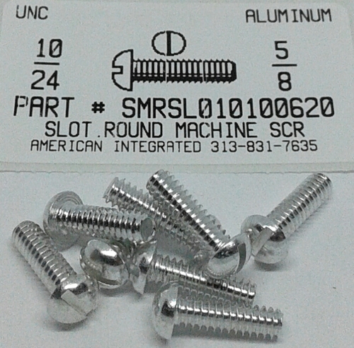 #10-24X5/8 ROUND HEAD SLOTTED MACHINE SCREW ALUMINUM