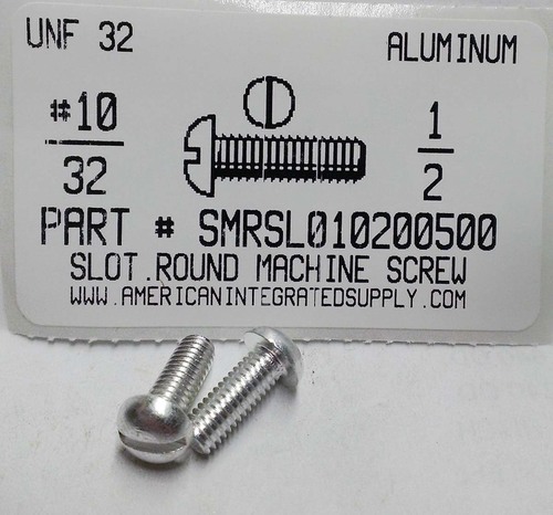 #10-32X1/2 ROUND HEAD SLOTTED MACHINE SCREW ALUMINUM (DISCONTINUED)