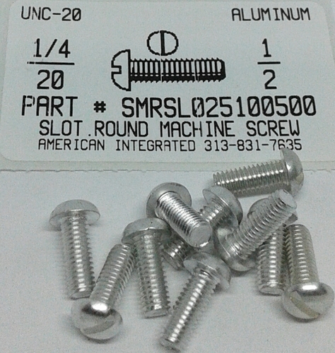 1/4-20X1/2 ROUND HEAD SLOTTED MACHINE SCREW ALUMINUM