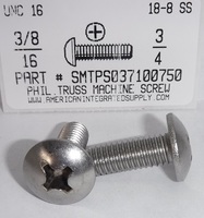 3/8-16X3/4 TRUSS HEAD PHILLIPS MACHINE SCREW 18-8 STAINLESS STEEL