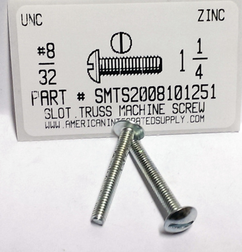 #8-32X1-1/4 TRUSS HEAD SLOTTED MACHINE SCREW STEEL ZINC PLATED