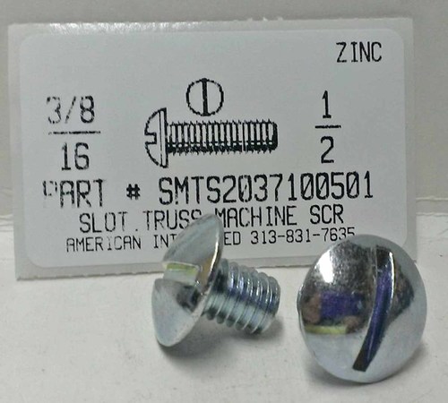 3/8-16X1/2 TRUSS HEAD SLOTTED MACHINE SCREW STEEL ZINC PLATED