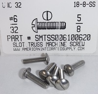 #6-32X5/8 TRUSS HEAD SLOTTED MACHINE SCREW 18-8 STAINLESS STEEL