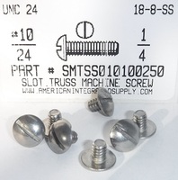 #10-24X1/4 TRUSS HEAD SLOTTED MACHINE SCREW 18-8 STAINLESS STEEL