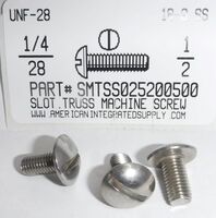 1/4-28X1/2 TRUSS HEAD SLOTTED MACHINE SCREW 18-8 STAINLESS STEEL