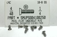 #4-40X1/4 UNDERCUT FLAT HEAD PHILLIPS MACHINE SCREW 18-8 STAINLESS STEEL