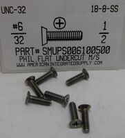 #6-32X1/2 UNDERCUT FLAT HEAD PHILLIPS MACHINE SCREW 18-8 STAINLESS STEEL