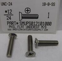 #12-24X1 UNDERCUT FLAT HEAD PHILLIP MACHINE SCREW 18-8 STAINLESS STEEL