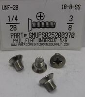 1/4-28X3/8 UNDERCUT FLAT HEAD PHILLIPS MACHINE SCREW 18-8 STAINLESS STEEL