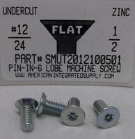 #12-24X1/2 UNDERCUT FLAT HEAD T20 PIN-IN- 6 LOPE CAP SCREW ALLOY STEEL ZINC PLATED