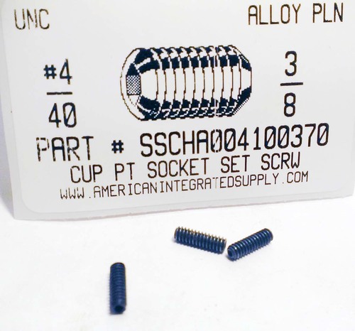 #4-40X3/8 SOCKET SET SCREW CUP CUP POINT ALLOY STEEL PLAIN