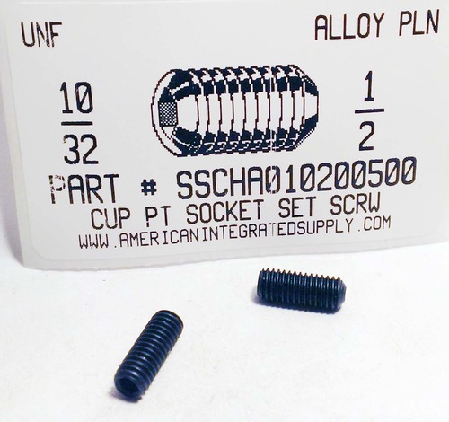 #10-32X1/2 SOCKET SET SCREW CUP POINT ALLOY STEEL PLAIN