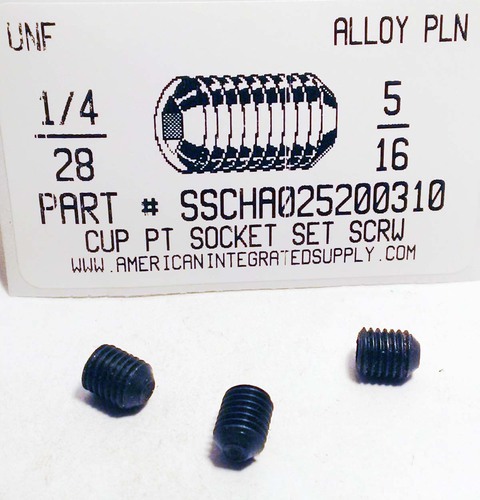 1/4-28X5/16 SOCKET SET SCREW CUP POINT ALLOY STEEL PLAIN (DISCONTINUED)
