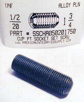 1/2-20X1-3/4 SOCKET SET SCREW CUP POINT ALLOY STEEL PLAIN
